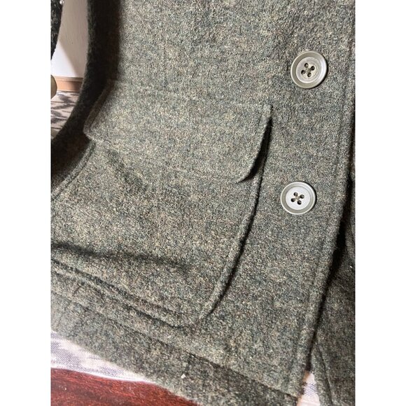 L.L Bean Bellandi Womens Green Boiled Wool Jacket Chore Coat  Classic Outdoor XS - Picture 4 of 10
